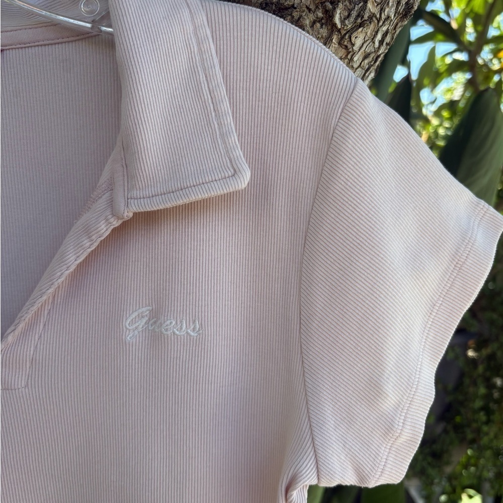 Guess Ribbed Short Sleeve Color Rafina Polo Size XL - Picture 3 of 6